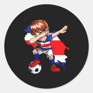 Dabbing Soccer Costa Rican Jersey Boy Costa Rica F Classic Round Sticker