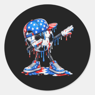 Dabbing Soccer Drip Ice Cream Aamerican Flag 4th Classic Round Sticker
