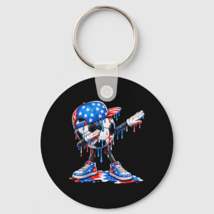 Dabbing Soccer Drip Ice Cream Aamerican Flag 4th Key Ring
