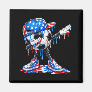 Dabbing Soccer Drip Ice Cream Aamerican Flag 4th Magnet