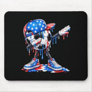 Dabbing Soccer Drip Ice Cream Aamerican Flag 4th Mouse Pad