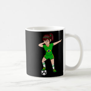 Dabbing Soccer Girl Brazil Jersey Brazilian Footll Coffee Mug