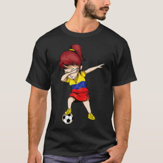 Dabbing Soccer Girl Colombia Jersey  Colombian Foo T-Shirt