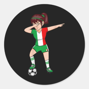 Dabbing Soccer Girl Italy Jersey Italian Footll Fa Classic Round Sticker