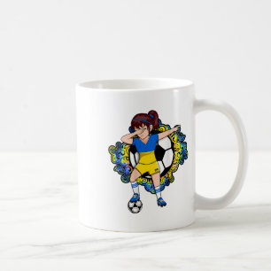 Dabbing Soccer Girl Ukraine Jersey Floral Footll F Coffee Mug