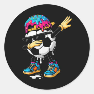 Dabbing Soccer Ice Cream Drip For Boys Funny Socce Classic Round Sticker