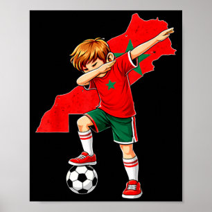 Dabbing Soccer Morocco Jersey Boy Moroccans Boys Poster