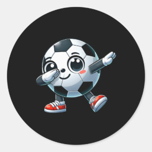 Dabbing Soccer Player Lover Cute Toddler Kids Boys Classic Round Sticker