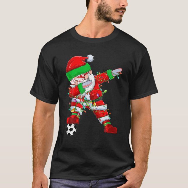 Dabbing Soccer Santa Funny Xmas Dab Soccer Sports T-Shirt (Front)