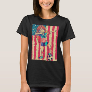 Dabbing Soccer Women Girl USA 4th of July American T-Shirt