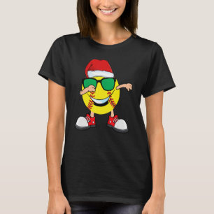 Dabbing Softball Ball Santa Hat Sunglasses   Chris T-Shirt