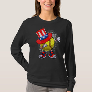 Dabbing Softball Ball & Uncle Sam Hat American 4th T-Shirt