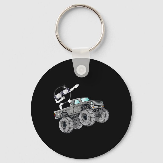 Dabbing Solar Eclipse Monster Truck Fun Boys Kids  Key Ring (Front)