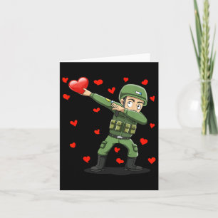 Dabbing Soldier Heart Love Valentines Day Gift Gir Card