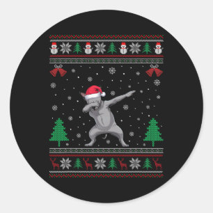 Dabbing Sphynx Dog Santa Hat Boys Girls Kids Chris Classic Round Sticker