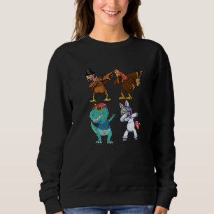 Dabbing Squad turkey unicorn dinosaur thanksgiving Sweatshirt
