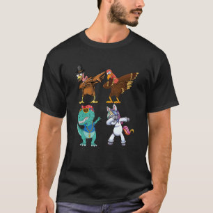 Dabbing Squad turkey unicorn dinosaur thanksgiving T-Shirt