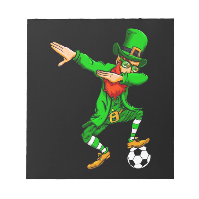 Dabbing St. Patricks Day Leprechaun Soccer Notepad (Front)