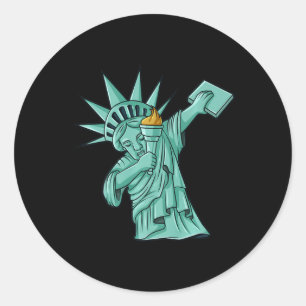Dabbing Statue Of Liberty 4th Of July Kids Boys   Classic Round Sticker