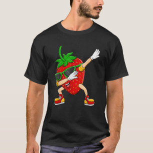 Dabbing Strawberry Wearing Glasses Summer Berry Fr T-Shirt