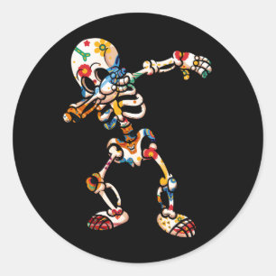 Dabbing Sugar Skull Skeleton Dia De Los Muertos Ha Classic Round Sticker