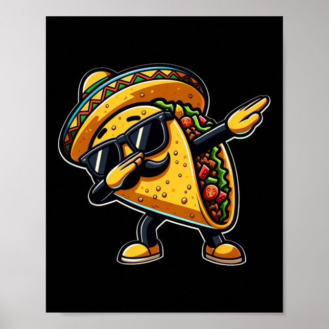 Dabbing Taco Cinco De Mayo Funny Mexican Fathers D Poster (Front)