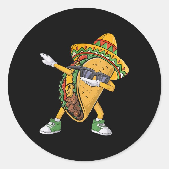 Dabbing Taco Cinco De Mayo Funny Mexican Food Dab  Classic Round Sticker (Front)