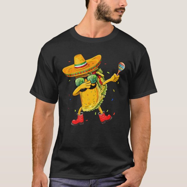 Dabbing Taco Cinco De Mayo Kids Boys Mexican Food T-Shirt (Front)