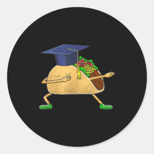 Dabbing taco lover graduate gift funny senior classic round sticker