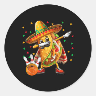 Dabbing Taco Playing Bowling Cinco De Mayo Player Classic Round Sticker