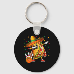 Dabbing Taco Playing Bowling Cinco De Mayo Player  Key Ring