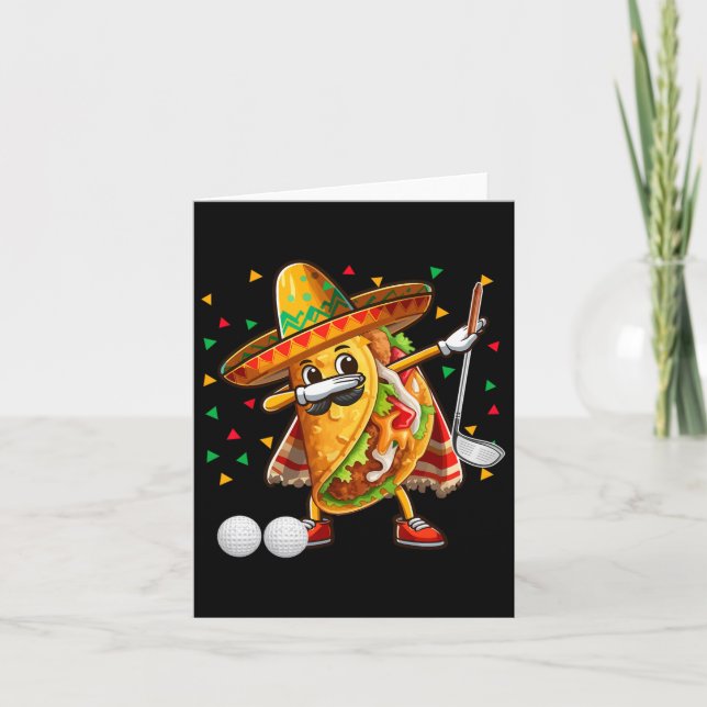 Dabbing Taco Playing Golf Cinco De Mayo Player Mex Card (Front)