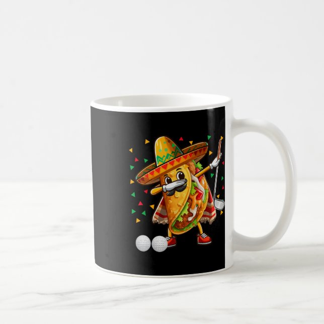 Dabbing Taco Playing Golf Cinco De Mayo Player Mex Coffee Mug (Right)