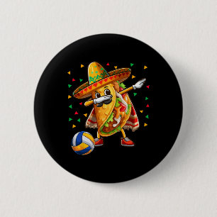 Dabbing Taco Playing Volleyball Cinco De Mayo Play 6 Cm Round Badge