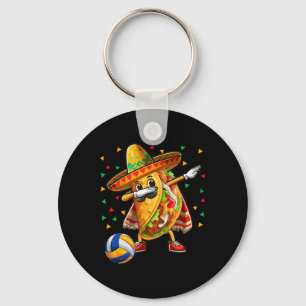 Dabbing Taco Playing Volleybyll Cinco De Mayo Play Key Ring