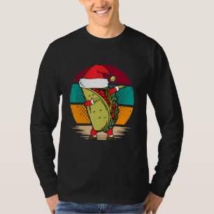 Dabbing Taco Santa Vintage Christmas Hat Sunset Oc T-Shirt