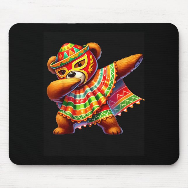 Dabbing Teddy Bear Lucha Libre Cinco De Mayo Mexic Mouse Pad (Front)