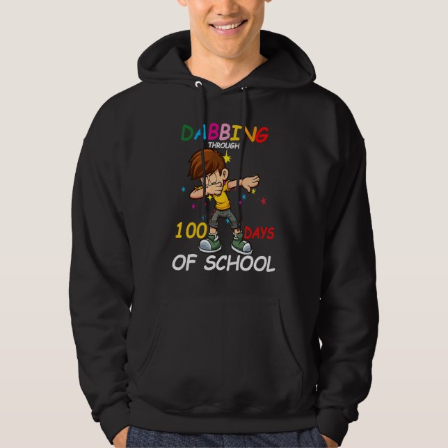 Dabbing Through 100 Days Of School Dab  Kids Boys Hoodie (Front)