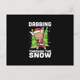 Dabbing Through Snow Chihuahua Christmas Dog Holiday Postcard