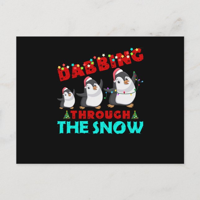 Dabbing Through The Snow Announcement Postcard (Front)