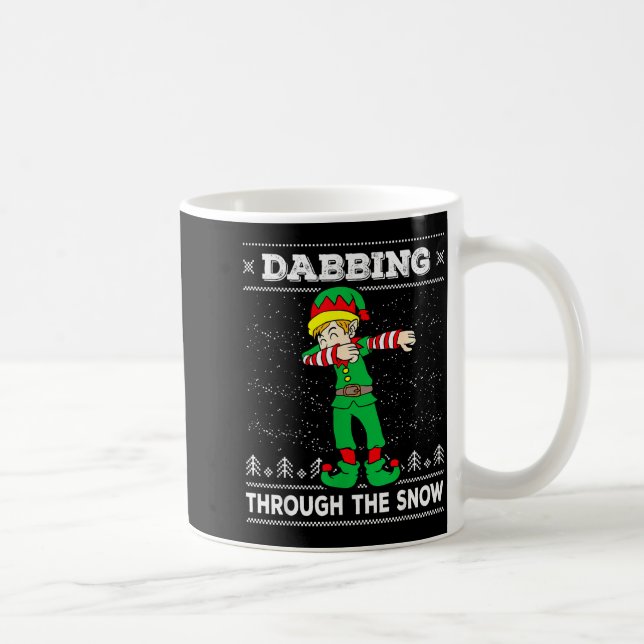 Dabbing Through The Snow Elf Dab Ugly Christmas Sw Coffee Mug (Right)