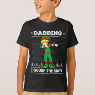 Dabbing Through The Snow Elf Dab Ugly Christmas Sw T-Shirt