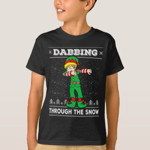 Dabbing Through The Snow Elf Dab Ugly Christmas Sw T-Shirt
