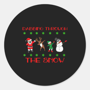 Dabbing Through The Snow Funny Christmas Design  Classic Round Sticker