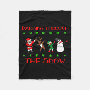 Dabbing Through The Snow Funny Christmas Design Fleece Blanket