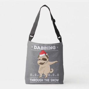Dabbing Through The Snow Pug Ugly Christmas Sweate Crossbody Bag