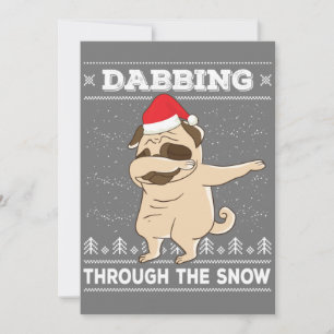 Dabbing Through The Snow Pug Ugly Christmas Sweate Invitation
