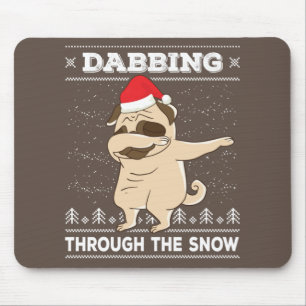 Dabbing Through The Snow Pug Ugly Christmas Sweate Mouse Pad