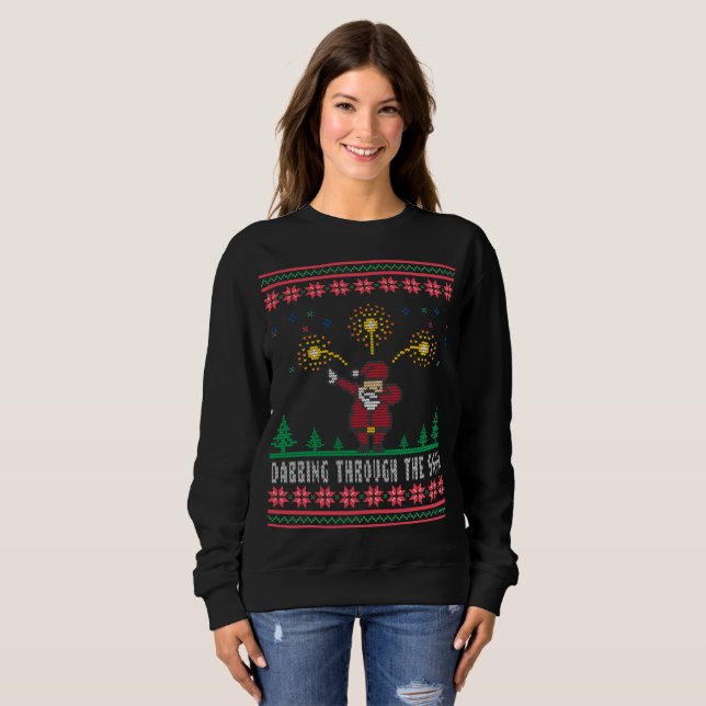 Dabbing Through The Snow Santa Claus Ugly Sweater (Front Full)
