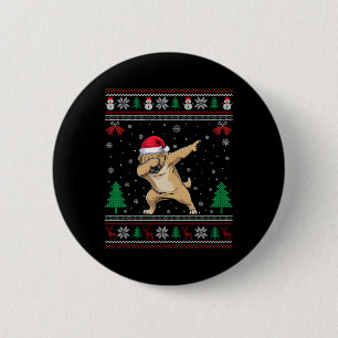 Dabbing Tibetan Mastiff Dog Santa Hat Boys Girls C 6 Cm Round Badge